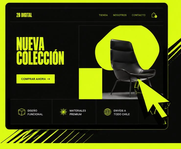 Sitio web diseñado por 2B Digital en un dispositivo