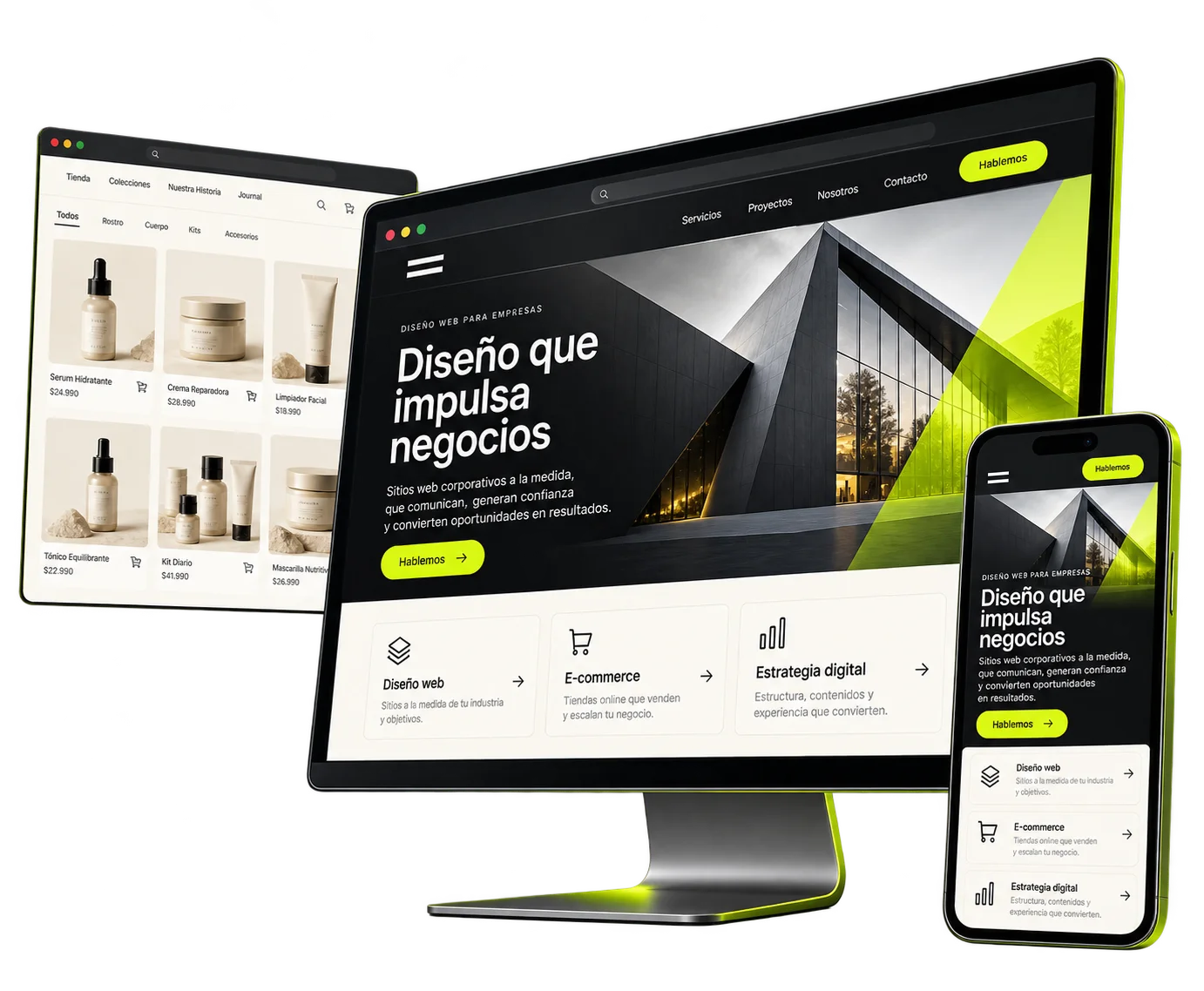 Sitio web diseñado por 2B Digital en escritorio, tablet y móvil